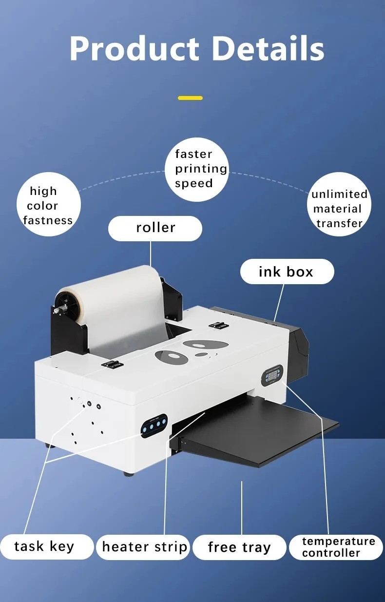 L1800 DX5 R1390 R2000 Small Pet Film T Shirt Textile Printing Machine A3 A4 30 60 Cm Transfer Shaker Oven DTF Printer4