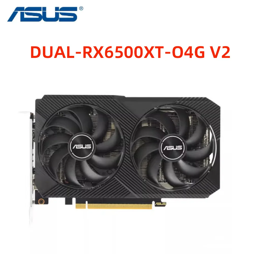 ASUS DUAL-RX 6500XT O4G- V2 Graphics Card GDDR6 64Bit PCI Express 4.0 ×16 6Pin AMD GPU RX 6500XT Gaming Video Card Placa De Vide