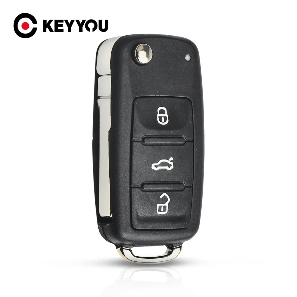 KEYYOU 10PCS Flip Remote Folding Key Shell Case For VW VOLKSWAGEN Tiguan Golf Sagitar Polo MK6