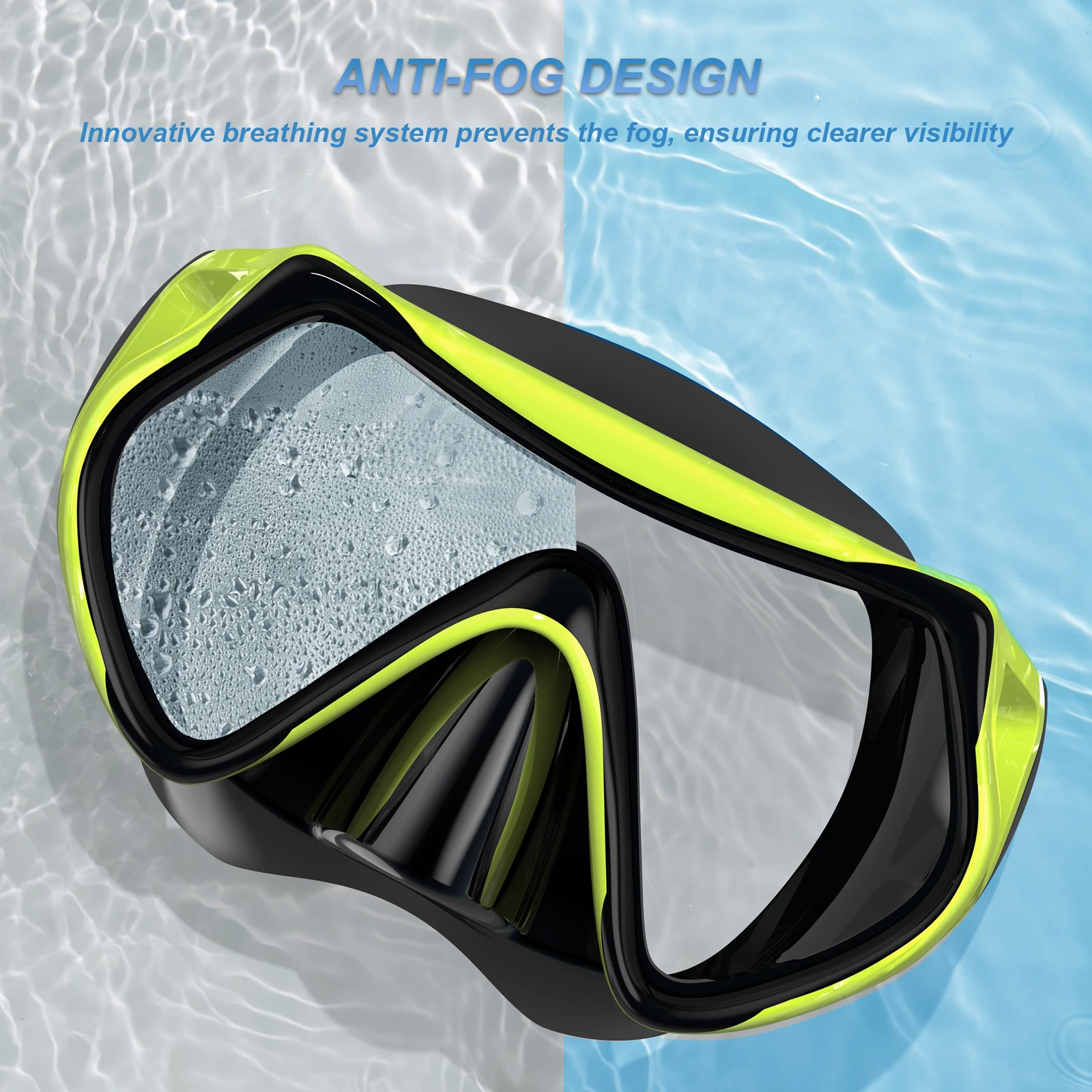 Diving Mask Professional Free-diving Snorkel Mask Swimming Goggles For Youth Anti-Fog Dive Glass with Nose Cover