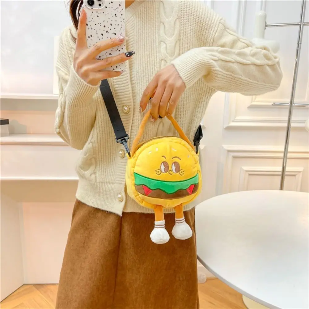 Cartoon Plush French Fries Hamburger Doll Bag Girl Cute Crossbody Bag Lightweight Student Children Small Handbag Shoulder Bag