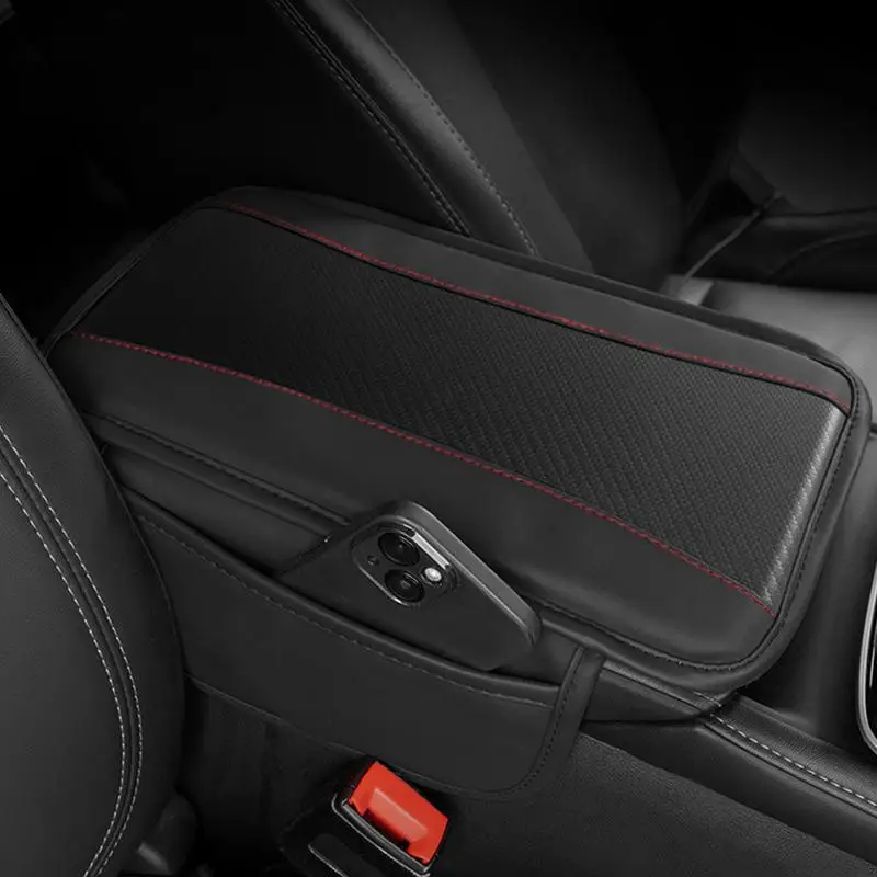 

Car Armrest Cushion Leather Elbow Comfort Booster Pad Water-resistant Armrest Box Height Pad Cushion With Side Pocket Central