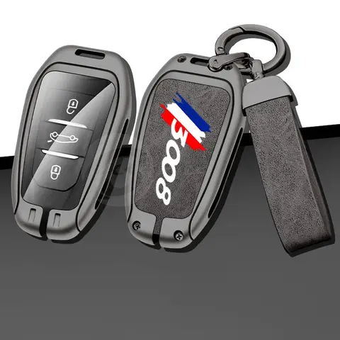 푸조 3008 GT 라인용 아연 합금 자동차 리모컨 키 케이스 커버 쉘 키홀더 보호 키 가방 자동차 키체인 액세서리