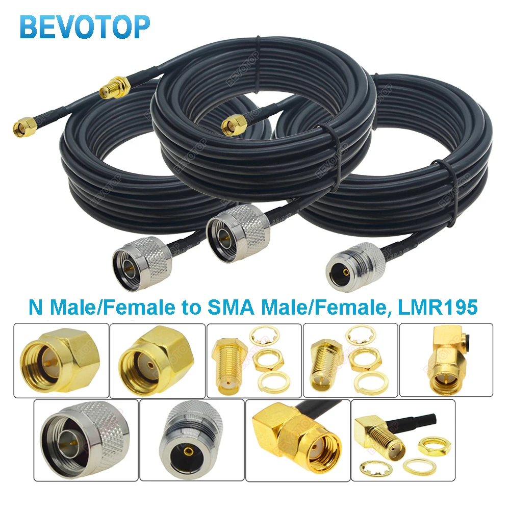1Pcs LMR195 Cable SMA Male to N Male/Female Connector LMR-195 RF Coaxial Cable 50Ohm Pigtail  3G 4G 5G LTE Extension Cord Jumper