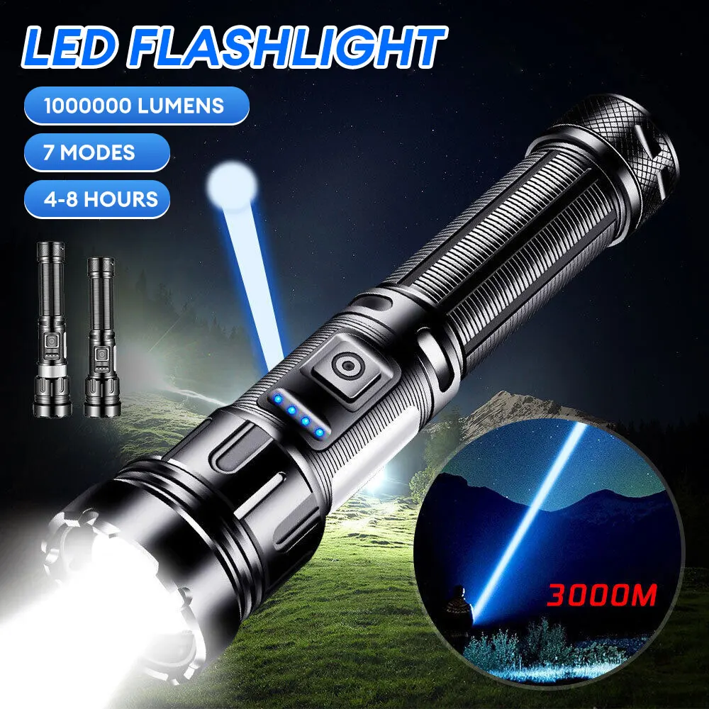 

Led Flashlight Aluminum Alloy XHP70.2 XHP50.2 Tactical Hunting Torch Usb Rechargeable Zoomable Lantern 18650 Battery