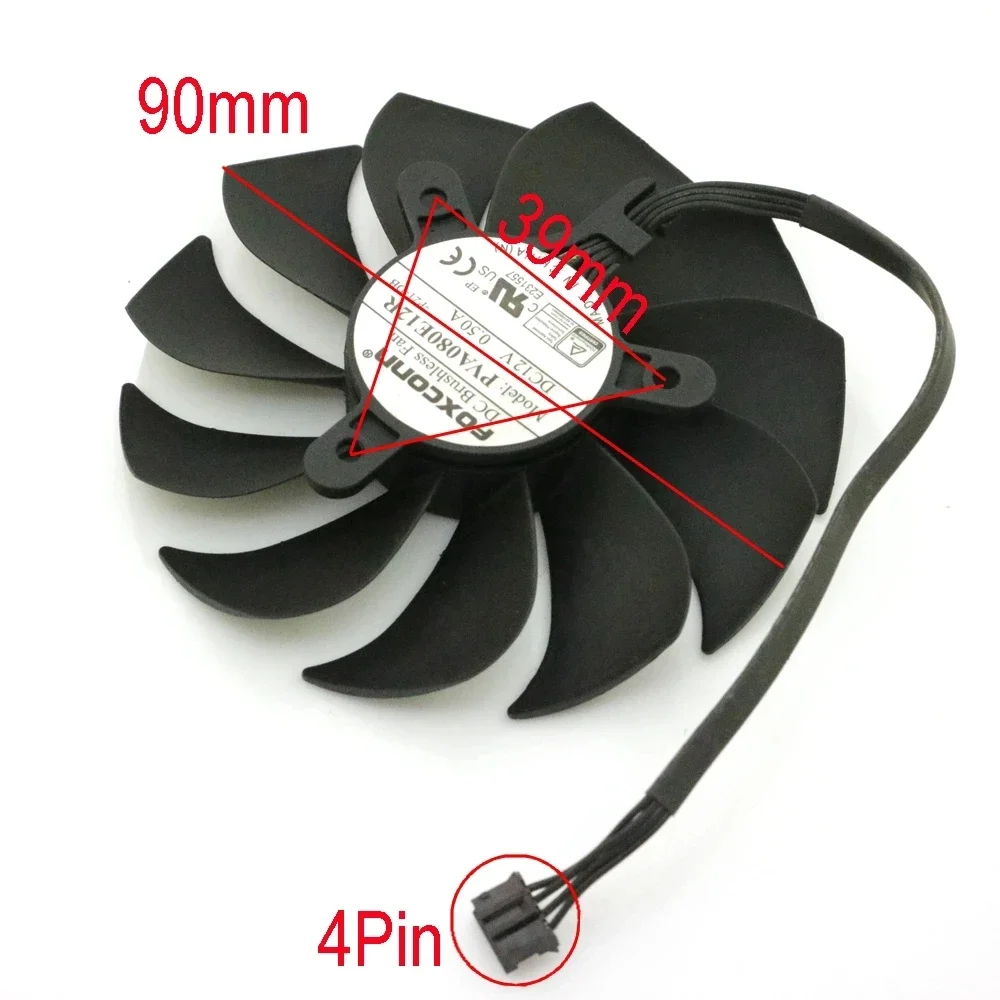 

PVA080E12R DC12V 0,5A 90 мм 4-контактный 4-проводной для HP RTX2060 Super 8G MINI видеокарты VGA вентилятор