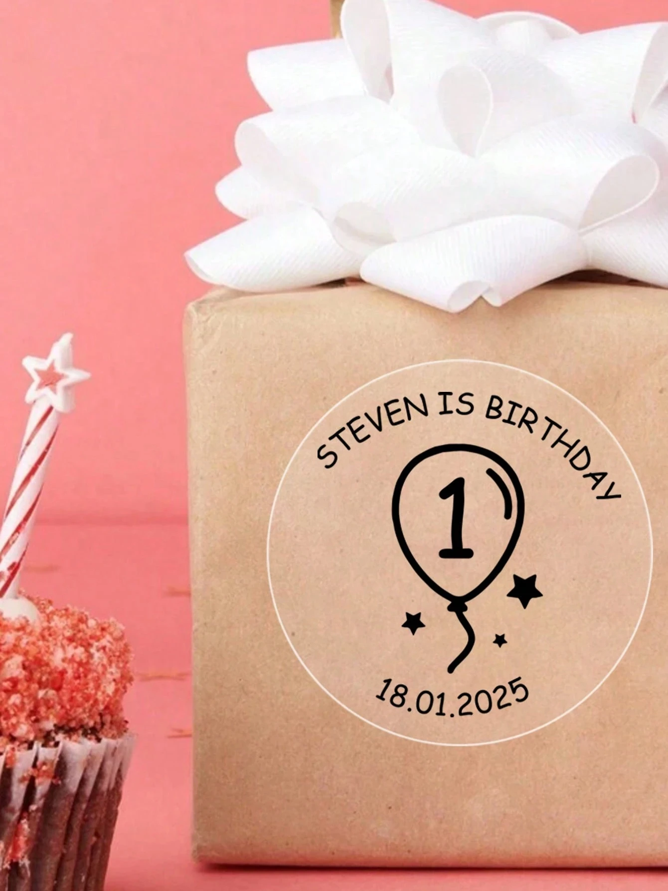 ملصقات عيد ميلاد مخصصة لتاريخ الاسم للأطفال نص شخصي لحفلات الأطفال الصغار #3