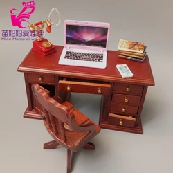1:12 Doll house wooden mini furniture study room office desk chair writing desk charm sofa for 1:8 bjd doll
