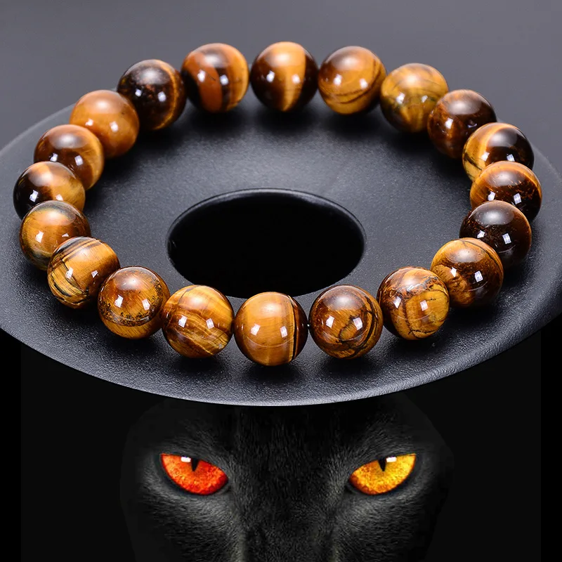 Brazaletes de ojo de tigre a la moda para hombre, cuentas de piedra de energía Natural de 6/8/10mm, pulseras curativas de Reiki para mujer, regalos de joyería, 1 ud.