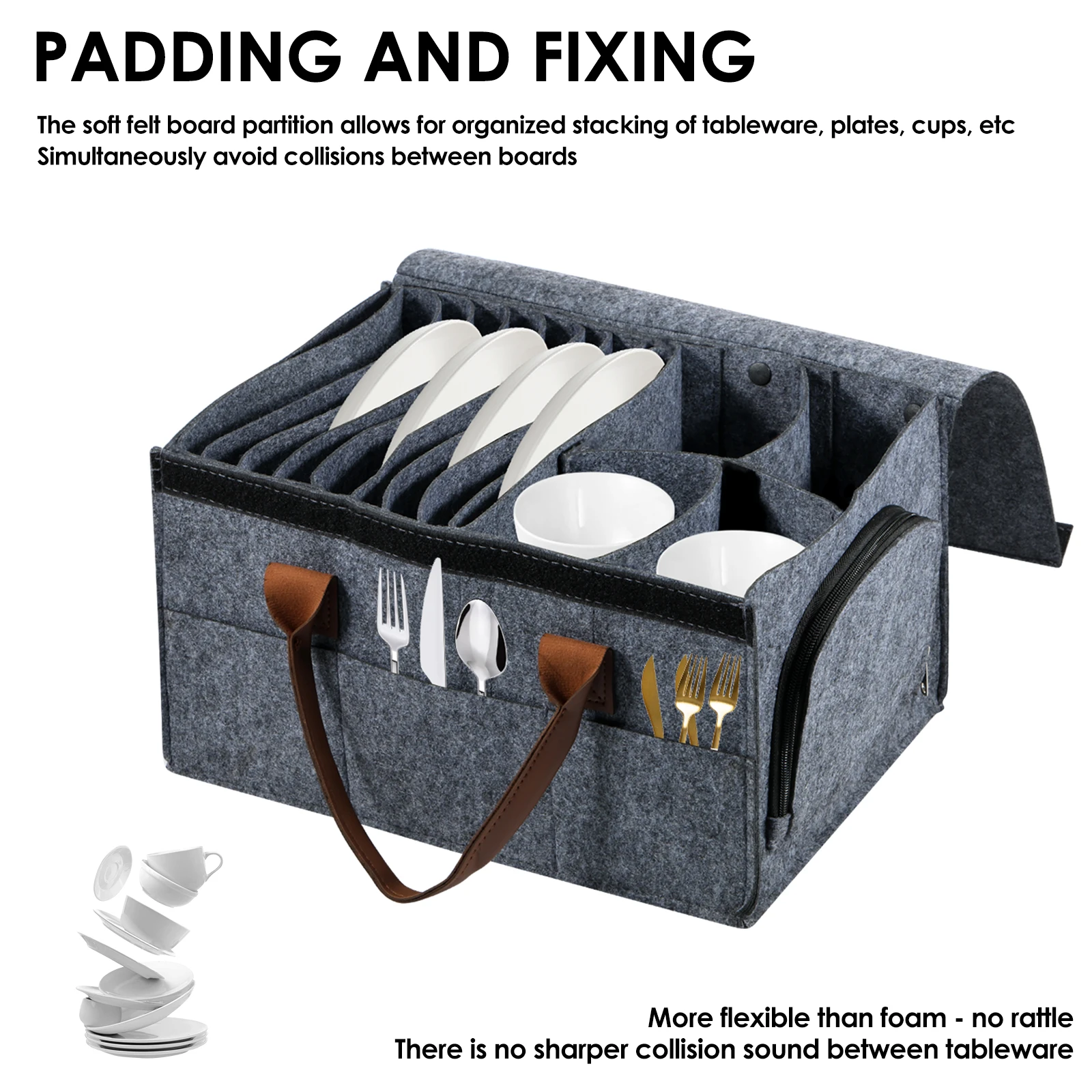 Felt Board Dish Cup Storage Bag Rack Thickened Camping Tableware Container RV Kitchen Cabinet Layered Plate Storage Box Camper