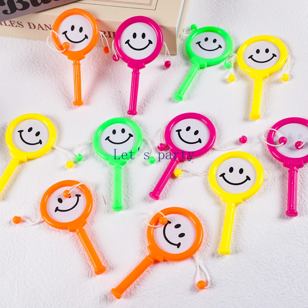 10Pcs Cute Mini plastic Handbell Rattle Drum Instrument Toys for Kids Birthday Party Favors Baby Shower Gifts Pinata Goodie Bag