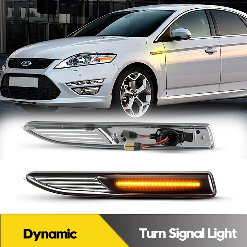 2Pcs For Ford Mondeo MK4 BA7 2007-2015 LED Dynamic Side Marker Lights Turn Signal Blinker Lamps Estate Saloon Turnier Hatchback