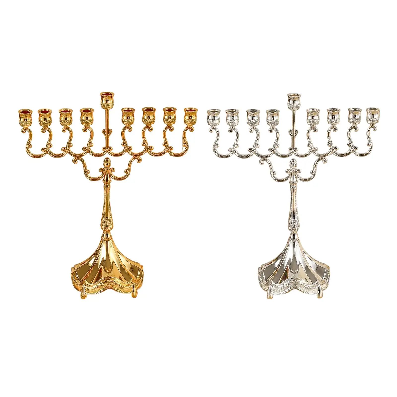 Hanukkah Menorah Candelabrum 9 Arms Supplies Metal Table Centerpiece Home Decor Candle Holder for Anniversary Party Christmas