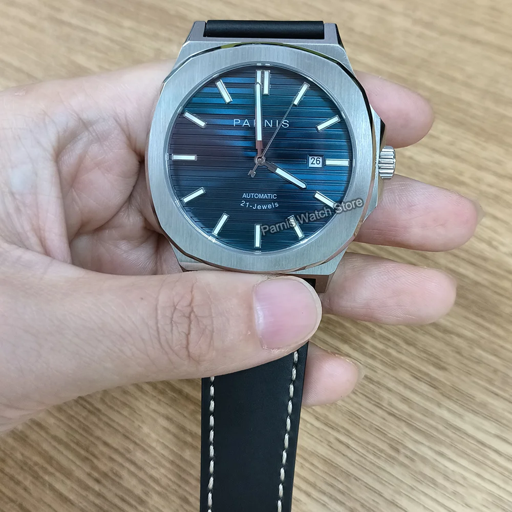 Parnis 42mm szafirowy kryształ Miyota8215 automatyczny męski chłopiec zegarek mechaniczny świecący znak