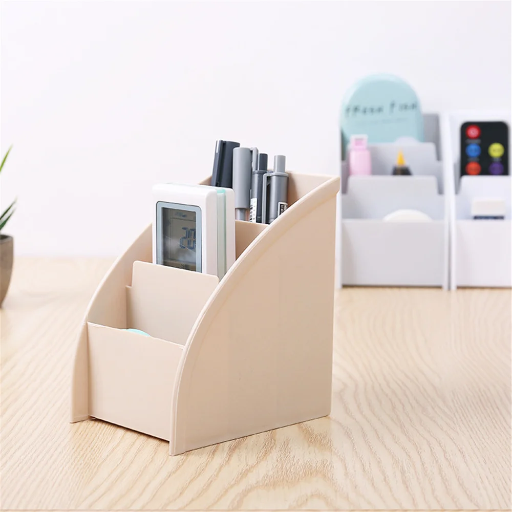 Plastic Desktop Organizer Makeup Office Storage Containers System TV Remote Control Holder Tea Table Tidy 3 Grid Wholesale Hot