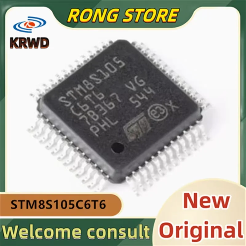 5PCS STM8S105 C6T6 New and Original Chip IC STM8S105C6T6 STM8S105 LQFP-48 16MHz/32KB flash/8-bit microcontroller-MC