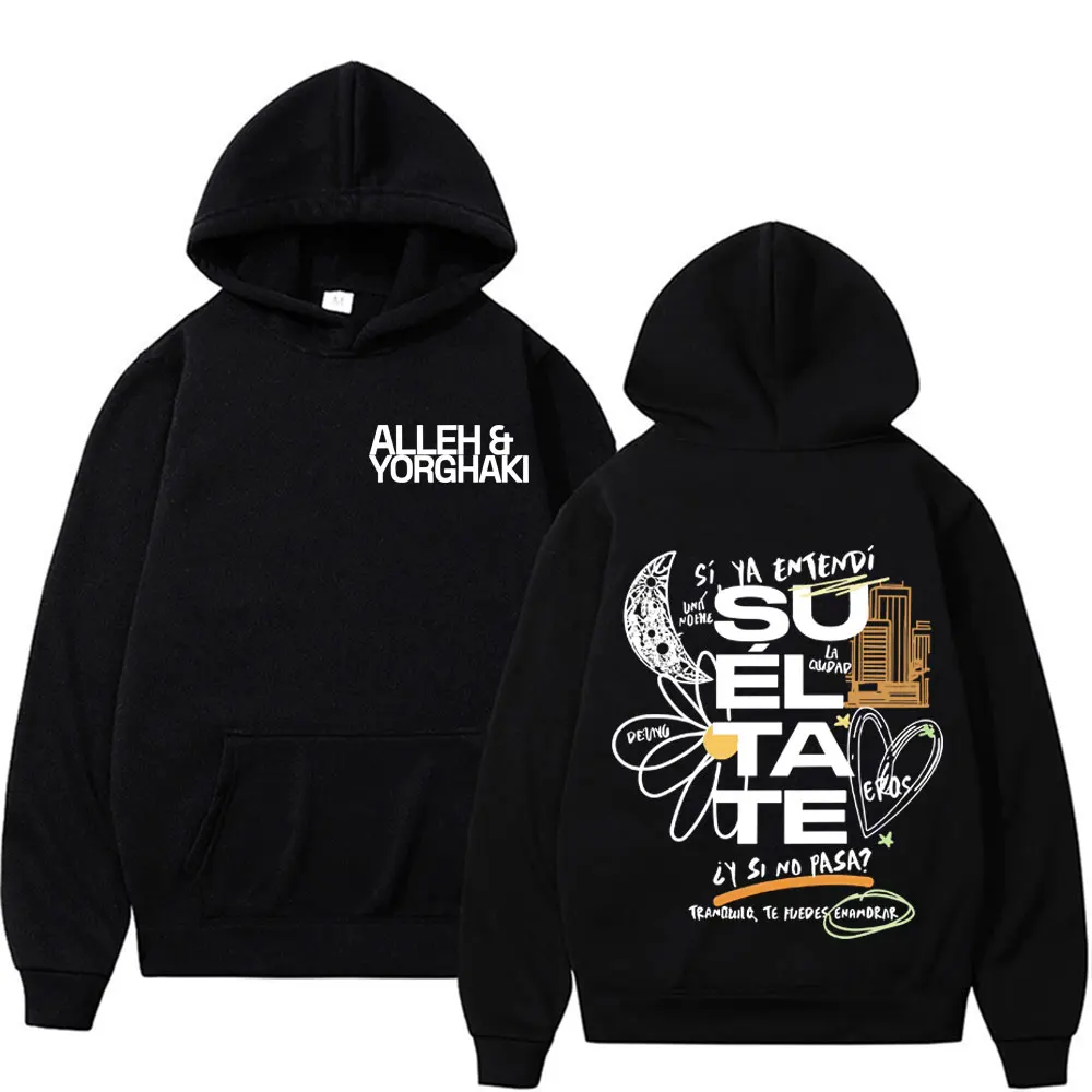 Alleh & Yorghaki Su El Ta Te Carta sombrero gráfico de doble cara impreso moda hombres Sudadera con capucha Harajuku casual sudadera
