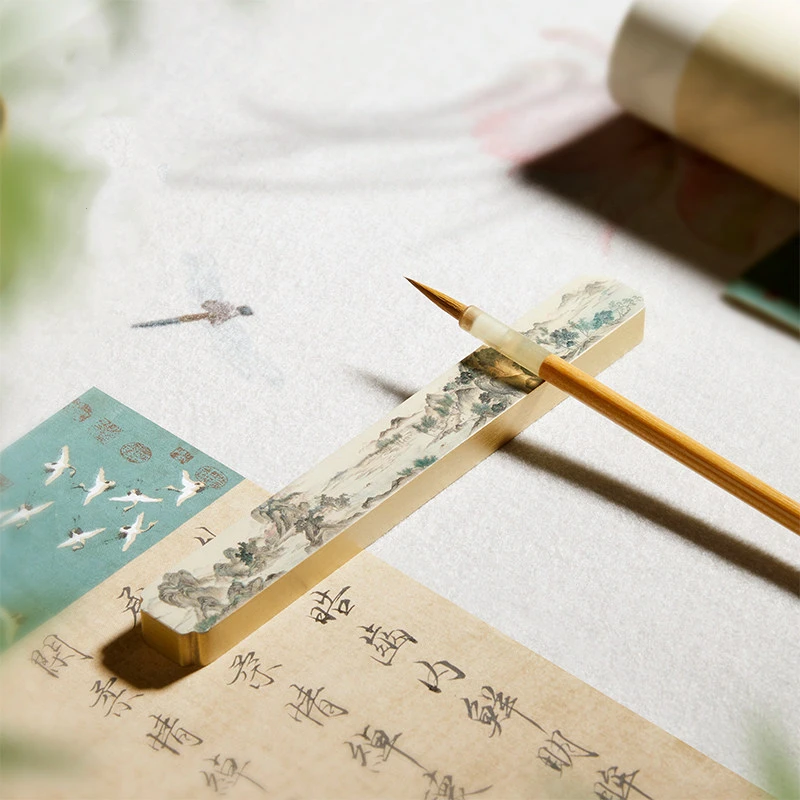 Vintage Brass Paperweight Chinese Calligraphy Brush Painting Paper Press Traditional Stationery Desktop Decoration Art Supplies