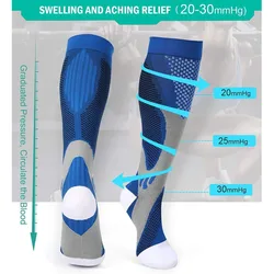 Compression New Socks 20-30 MmHg Fit Varicose Veins Medical Swelling Diabetes Atheletic Anti Fatigue Football Soccer Stockings