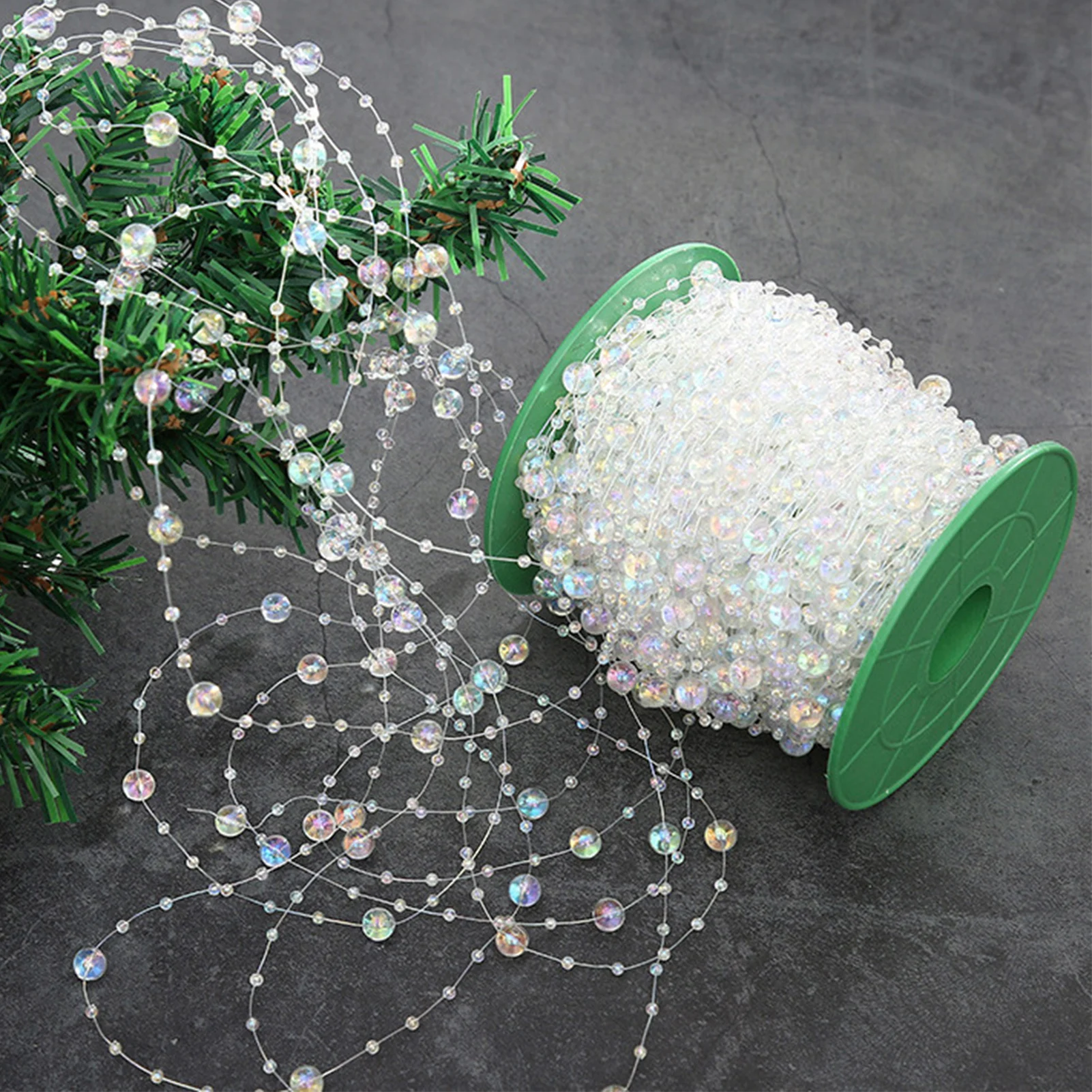 

30m Christmas Bead Chain Transparent Colorful Decoration Bead String DIY Decorative Bead Chain 2025 Festival Party Decor Props