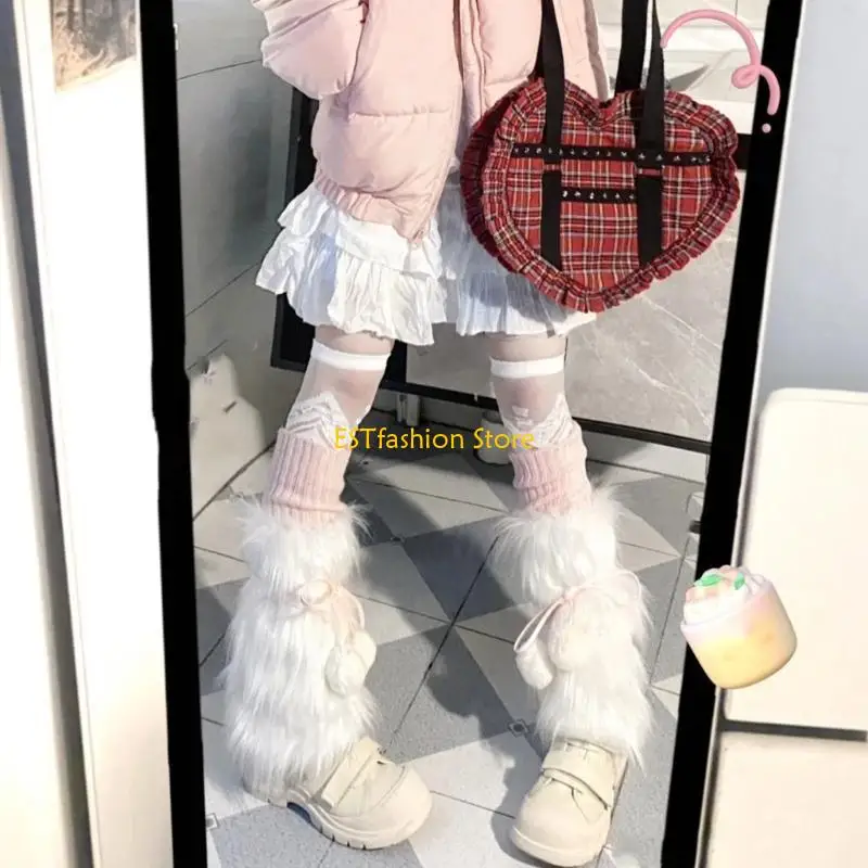 

Y5GC Women Furs Leg Warmer Winter Furry Long Boot Cuffs Fuzzy Shoe Cover Party Costume for Holiday Festival Performances Play