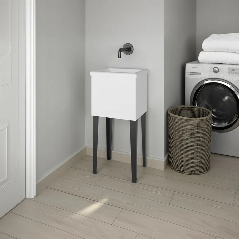 

White Black Wengue Utility Tub with 4 Legs and Large Wash Basin