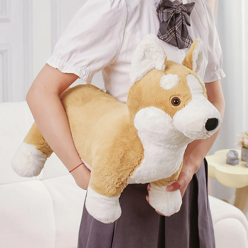 30-60cm Lifelike Dog Plush Toy Fluffy Stuffed Animals Soft Doll Real-life Corgi Dog Home Decor Toy Birthday Gifts