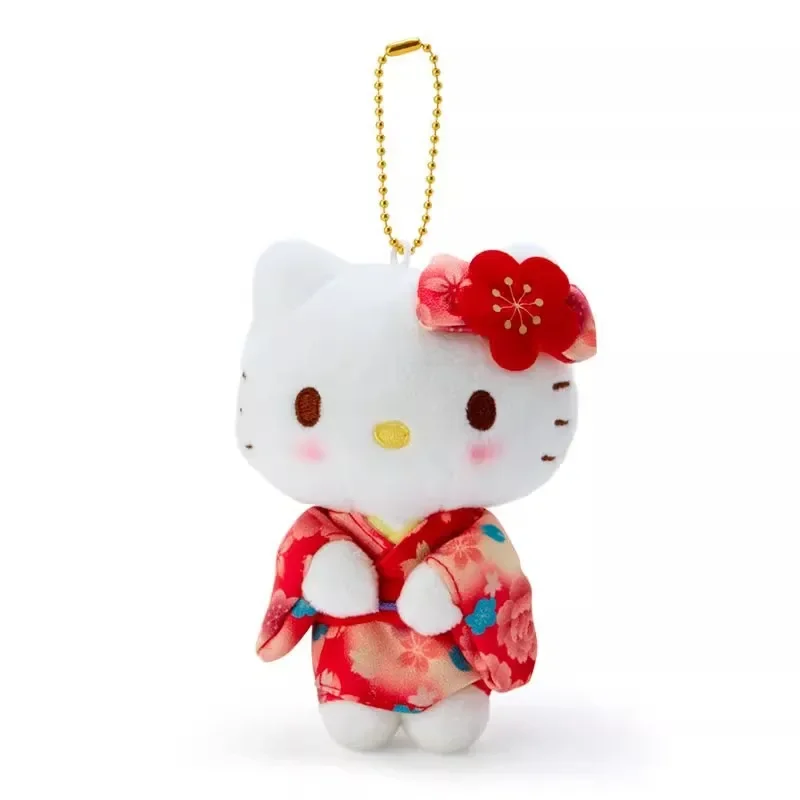 Miniso lindo Sanrio Sakura Kimono serie gato colgante de felpa llavero colgante niña corazón regalo bolso de mujer colgante regalo para niños