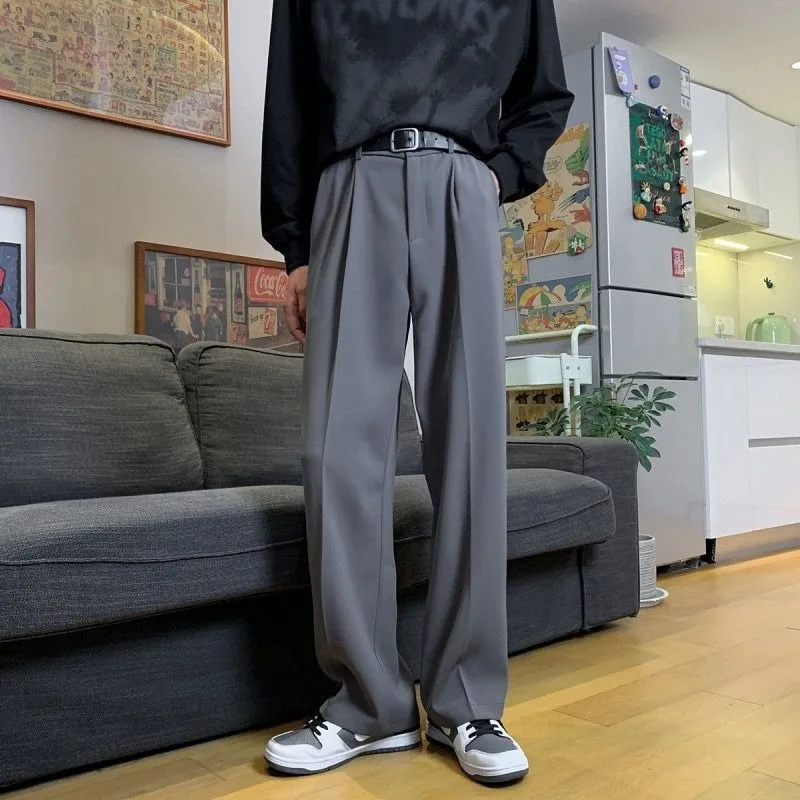 

Men's Black Wide Leg Casual Pants Elastic Waist Loose Straight Trousers Comfortable Daily Streetwear Bot