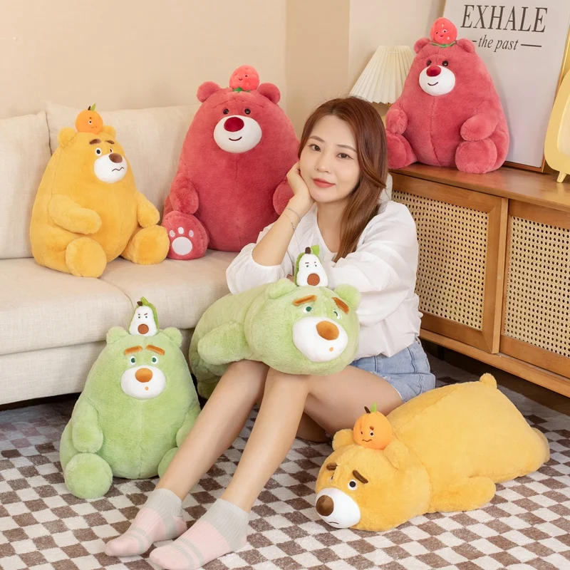 Cute Cartoon Fruit Teddy Bear Plush Toys Stuffed Soft Animals Strawberry Avocado Orange Bear Doll For Girls Kids Birthday Gifts