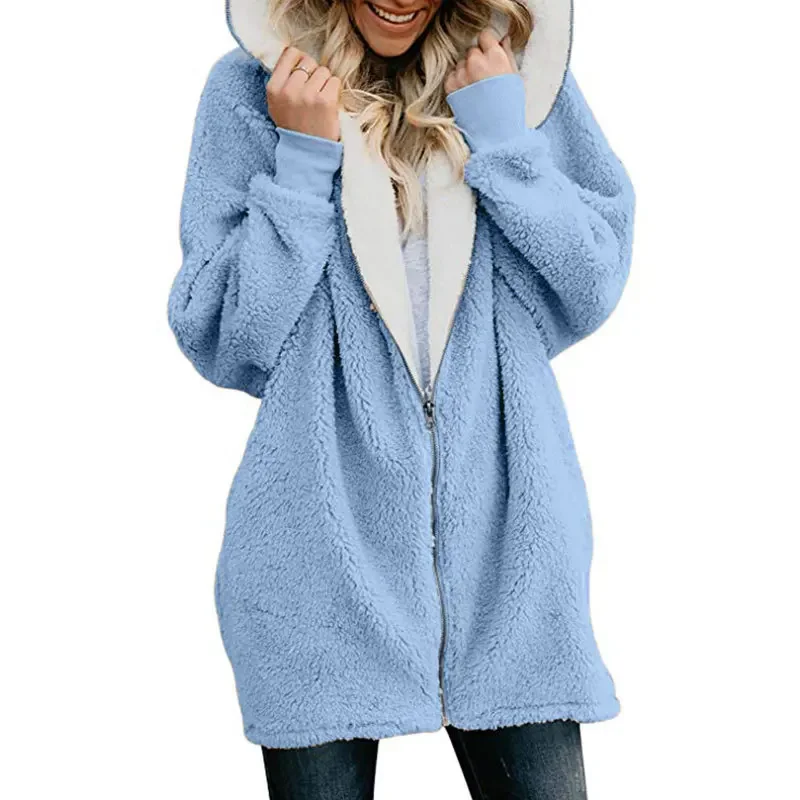 Women Cardigans Faux Fur Jacket 2024 Ladies Warm Jumper Fleece Fur Coat Fluffy Hoodie Outwear Femme Women\'s Jackets Winter Coat