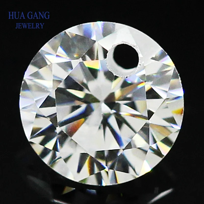 Synthetic gemstone perforated beads Single Hole 5A White Cubic Zirconia Stone For Jewelry Making With Hole CZ