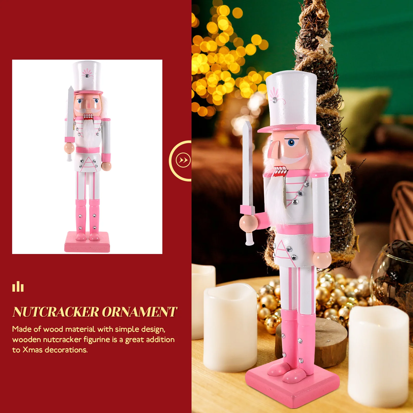 

Nutcracker Soldier Ornament Cute Small Desktop Wooden Decor Soccer Figurine Unique Decoration Father