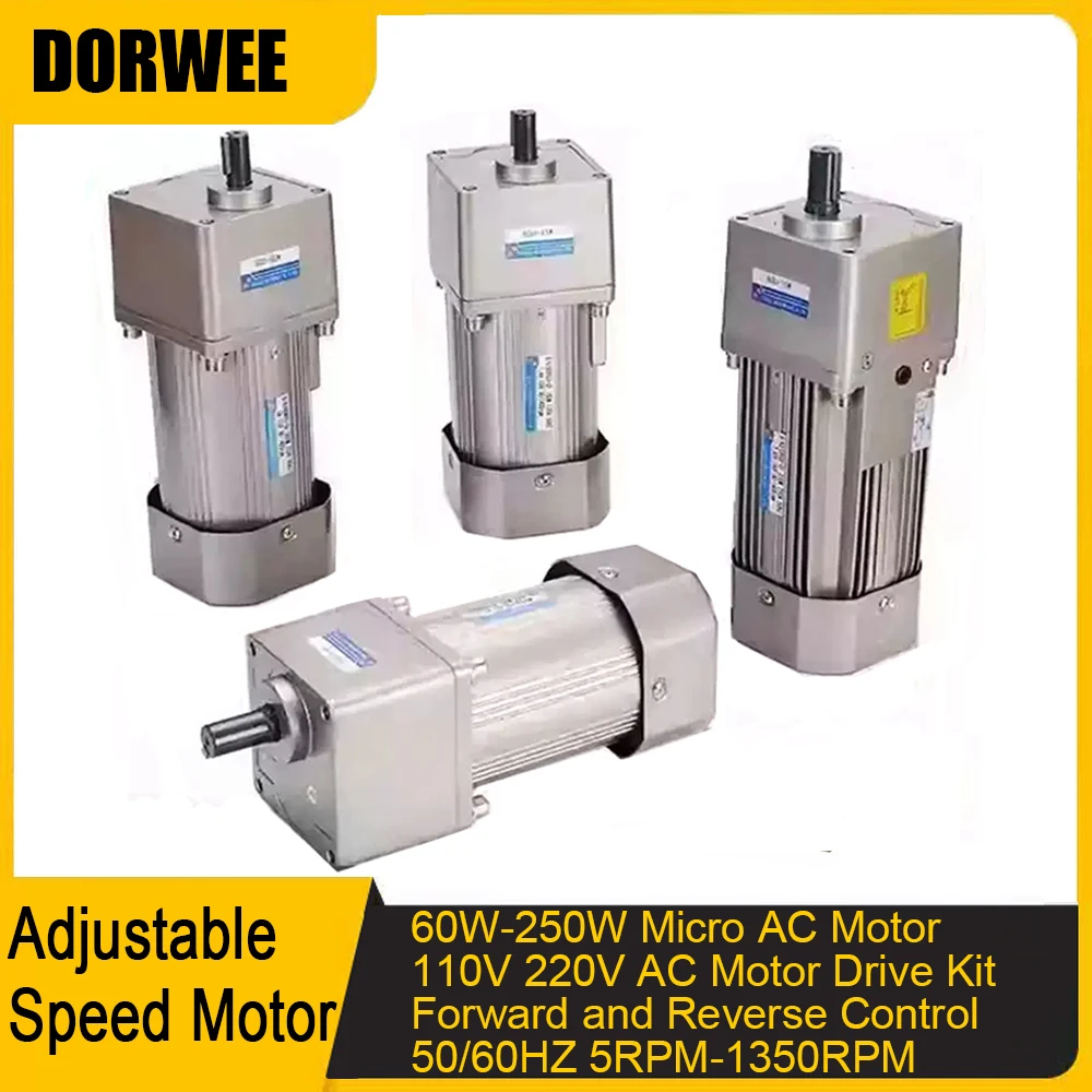 

200W 250W Micro AC Motor Kit 220V Gear Motor Speed Forward and Reverse Controller+Single Phase Asynchronous Motor 50/60HZ ForCNC