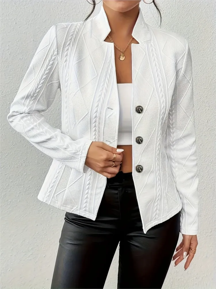 

Fashion Solid Suit Coat Lady Elegant Long Sleeve V Neck Button Coats Tops For Women Casual Office Womens Clothing Spring Autumn