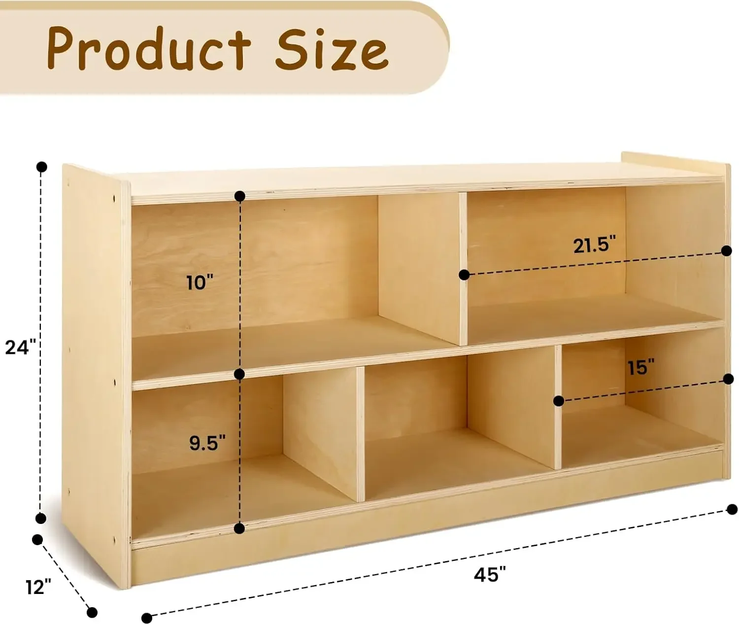 Gabinete de almacenamiento de madera, estantería de 5 secciones, organizador de almacenamiento de juguetes para niños, estante para libros para habitaciones de niños, aula,