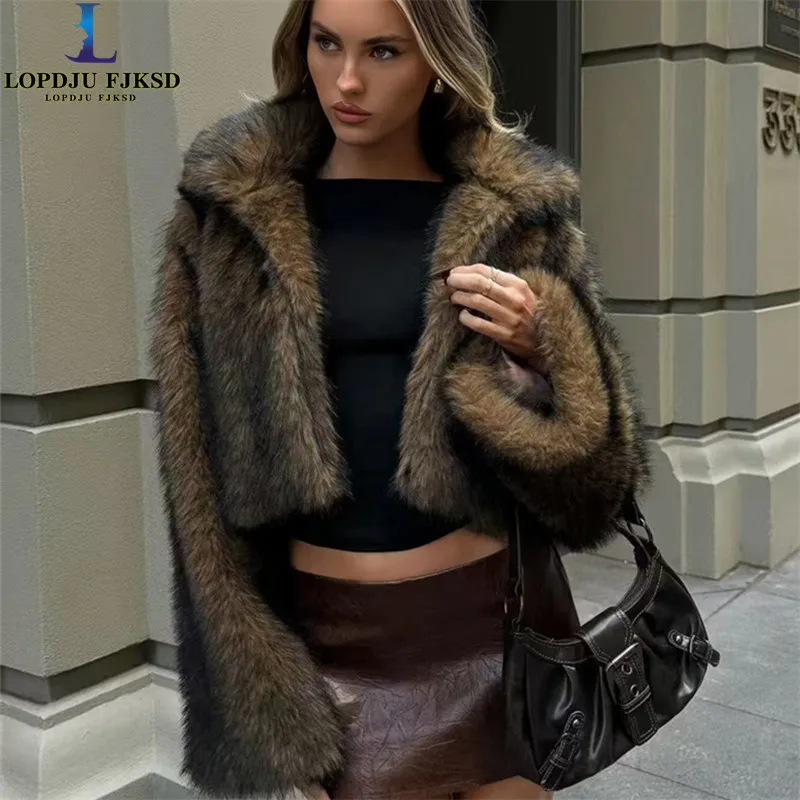 Faux Fox Fur Coats for Women,Turn-down Collar Jackets,Covered Butto Overcoat,Female Clothes,Thicken Warm,New ,Winter,2026