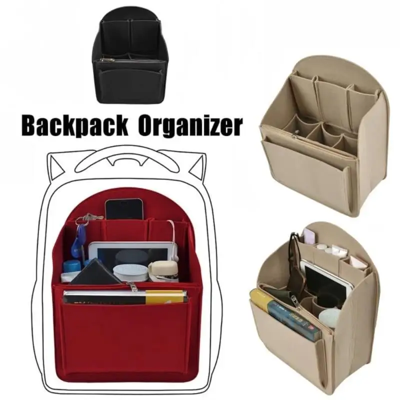Large Capacity Felt Bag Storage Travel Bag Inner Bag Portable Backpack Storage Bag Suitable For Shoulder And Handbag