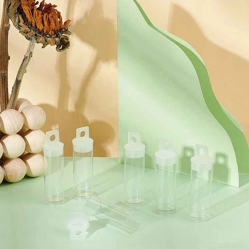 ABRE-30Pcs Contenedores de cuentas de tubo transparente, tubos de almacenamiento de plástico con tapas organizadores juego de contenedores de botellas para cuentas, sal de baño