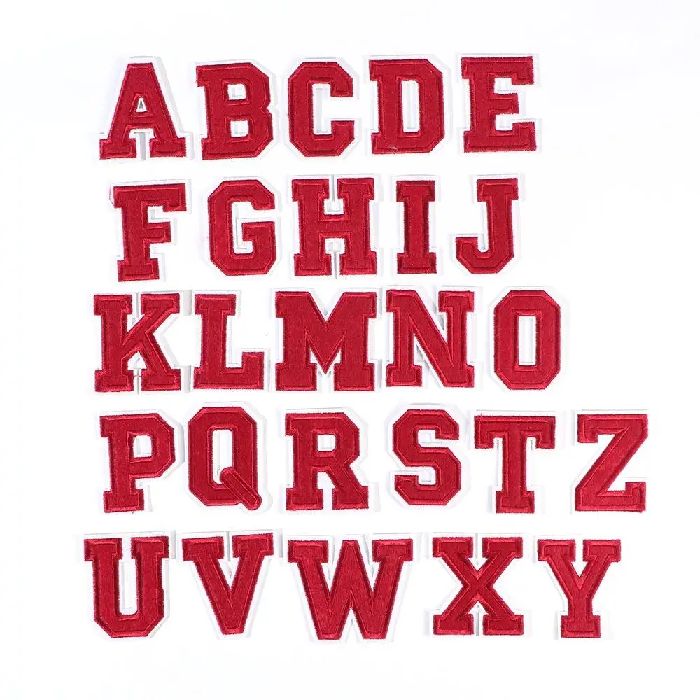 on DIY 3D Apparel A-Z Alphabet Embroidery for T-Shirt or Coat Sewing Fabric Clothes Embroidery Patches Applique Letter Patches