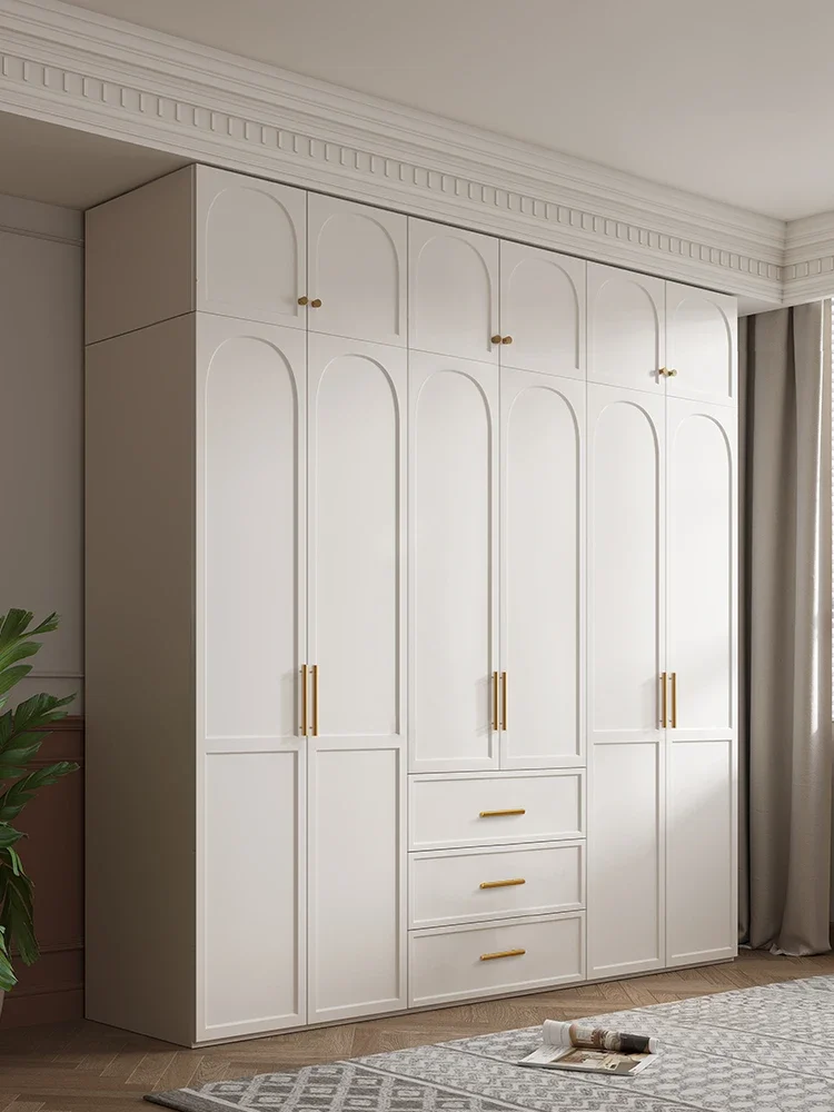 Light French wardrobe household bedroom small apartment modern simple economical cabinet rental room assembled wardrobe