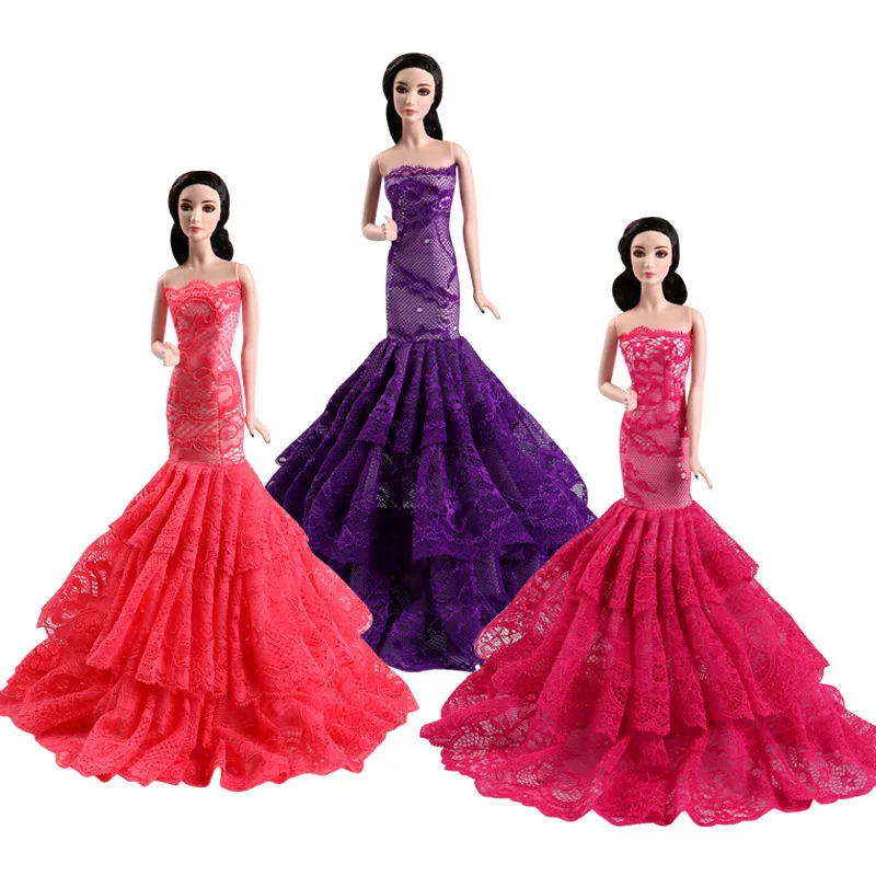 Fashion Trailing Fishtail Wedding Dress For 1/6 11.5 Inch FR BJD Doll Clothes Accessories Girl Princess Evening Dresses Dress Up