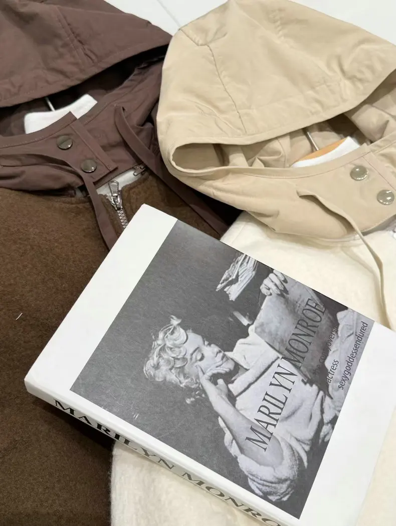 Costume décontracté en laine mélangée B * C pour femme, pull à capuche, veste avec pantalon à taille ample, costume deux pièces, automne hiver 2025