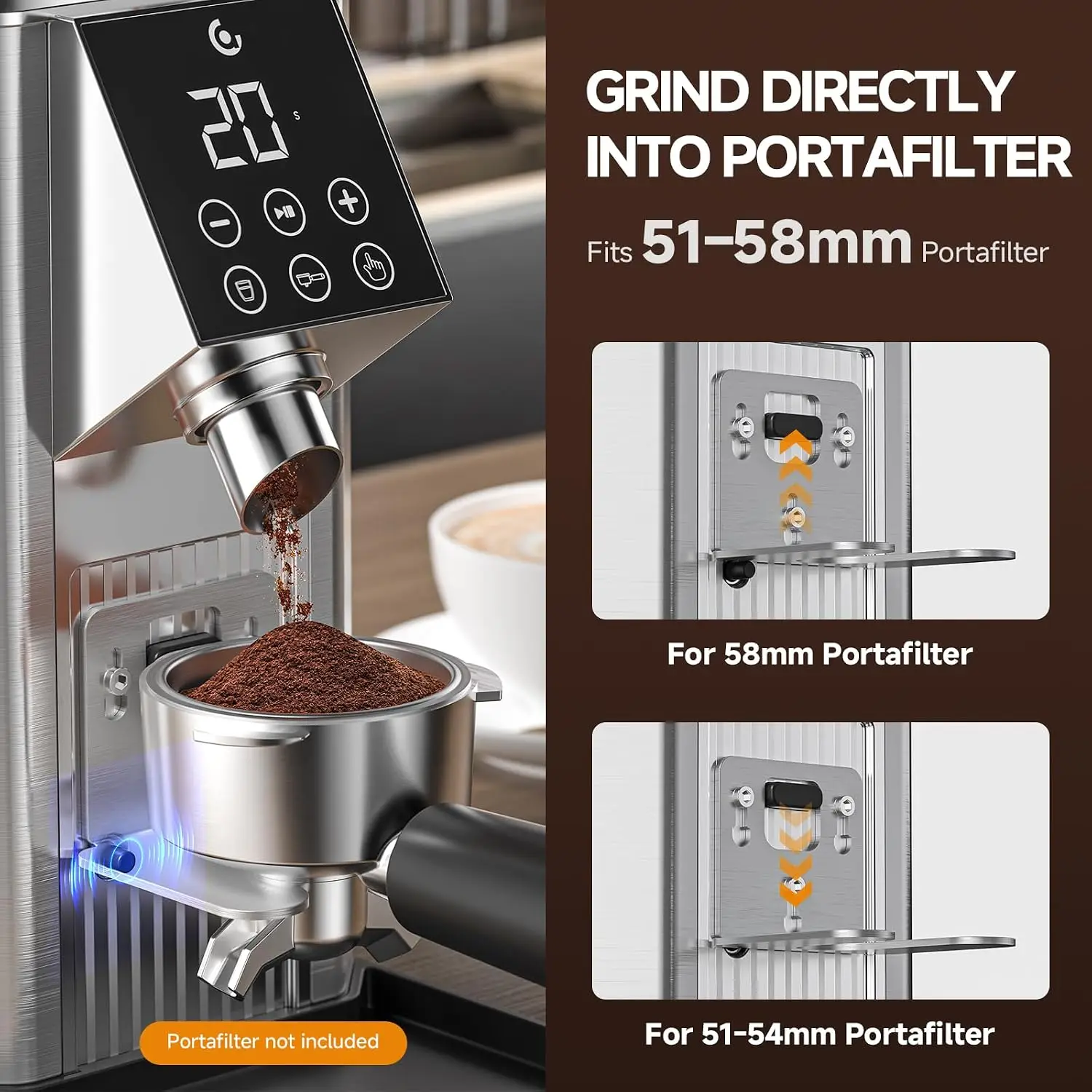 Burr Coffee Grinder with 45 Settings, Anti-Static, Ice Silver