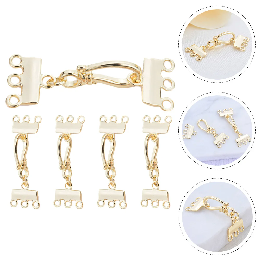 5 Pcs Necklace Clasp for Layering Jewelry Accessories 3 Strand Clasps Gems Necklaces