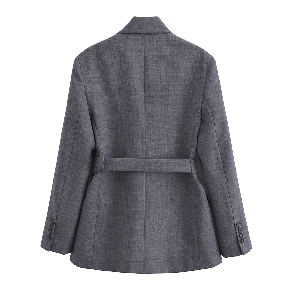 Tangada 2024 Women Gray Blazer Jacket With Slash Long Sleeve Ladies Suit 6P039