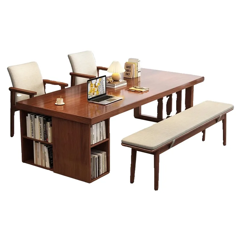 

Solid wood large board table Home dining table Office study table Living room large desk Bookcase workbench