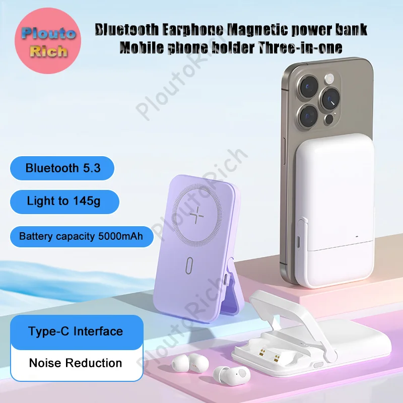 Wireless Bluetooth Earphone Noise Reduction Large Battery Phone Holder Magnetic Charging Listen Music Essential Travel Headset