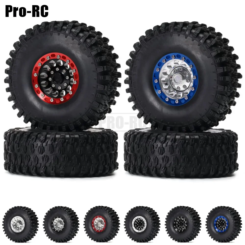 

1.9" Alloy Beadlock Wheel Rim & 122mm Tire 4PCS for 1/10 RC Crawler AXIAL D90 SCX10 90046 TF2 Tamiya CC01 Traxxas TRX4