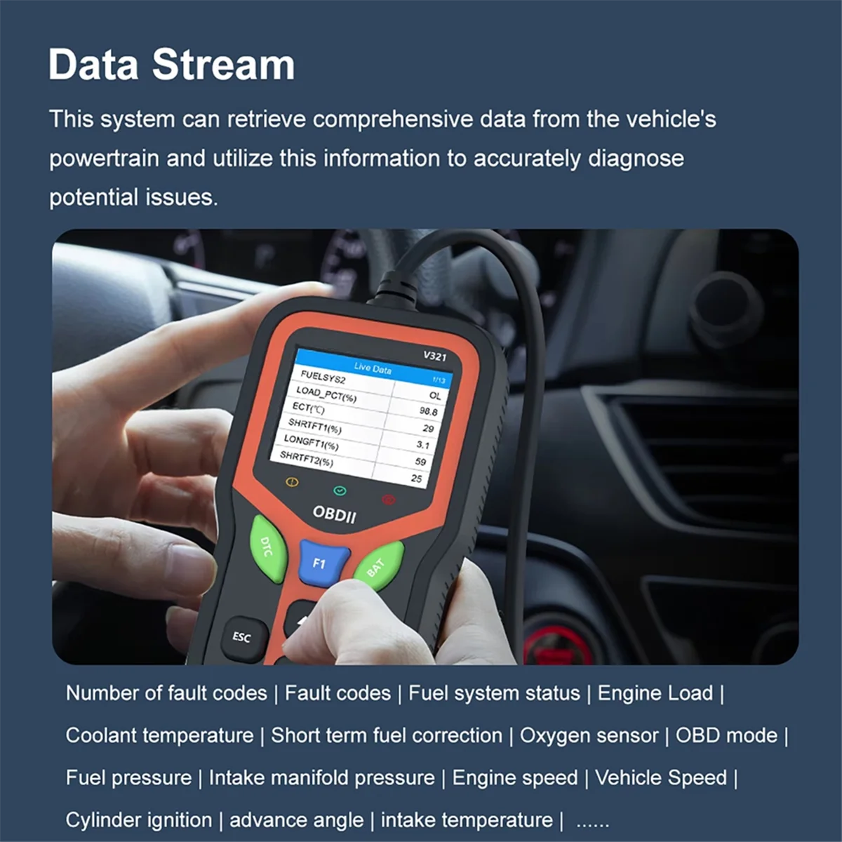 ABNJ Obd2 الماسح الضوئي أداة تشخيص قارئ الرمز، الماسح الضوئي لرمز الخطأ، اختبار البطارية وتخليص الكود
